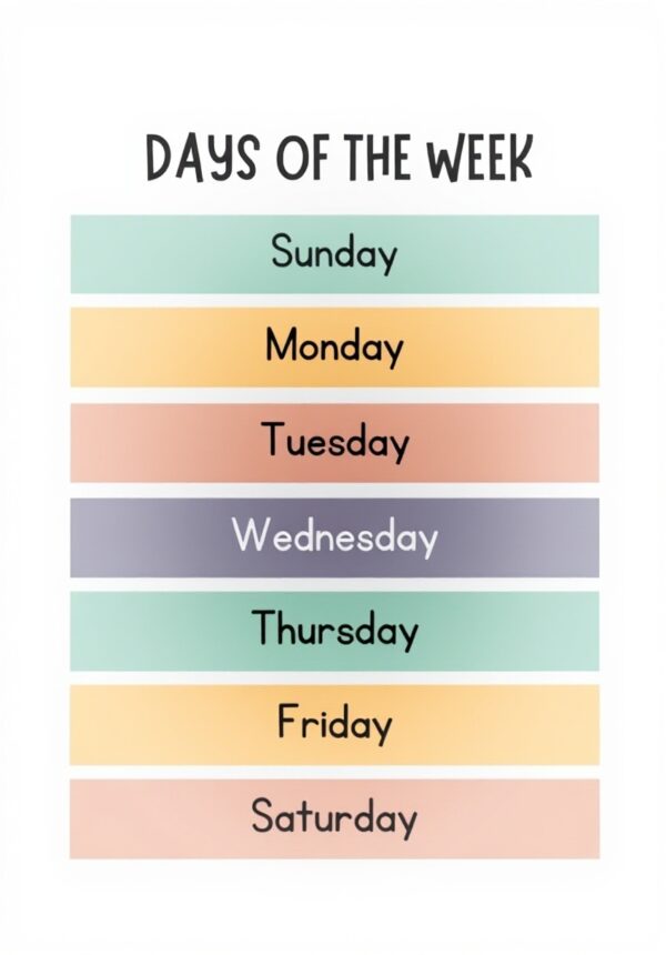 Poster educativo Days of the Week ZJIXAOSD decorazione