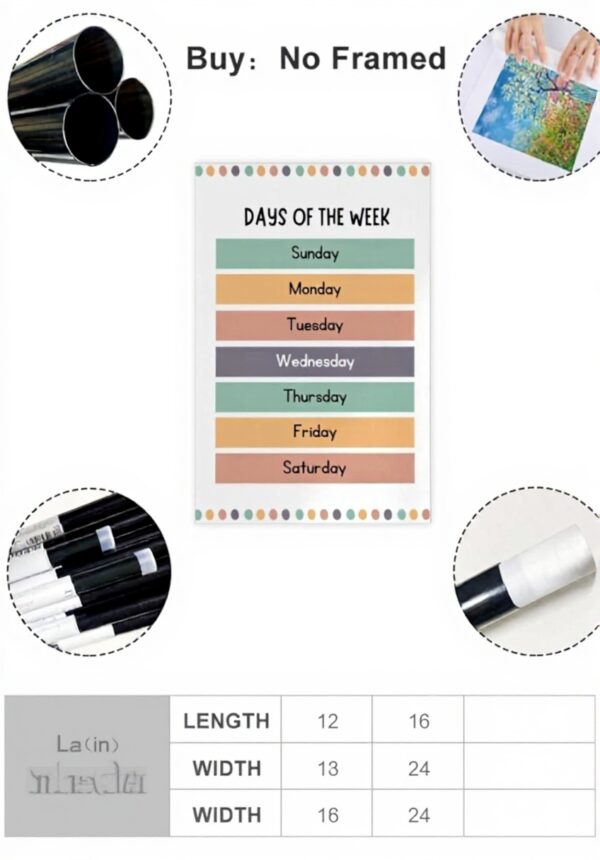 Poster educativo Days of the Week ZJIXAOSD decorazione