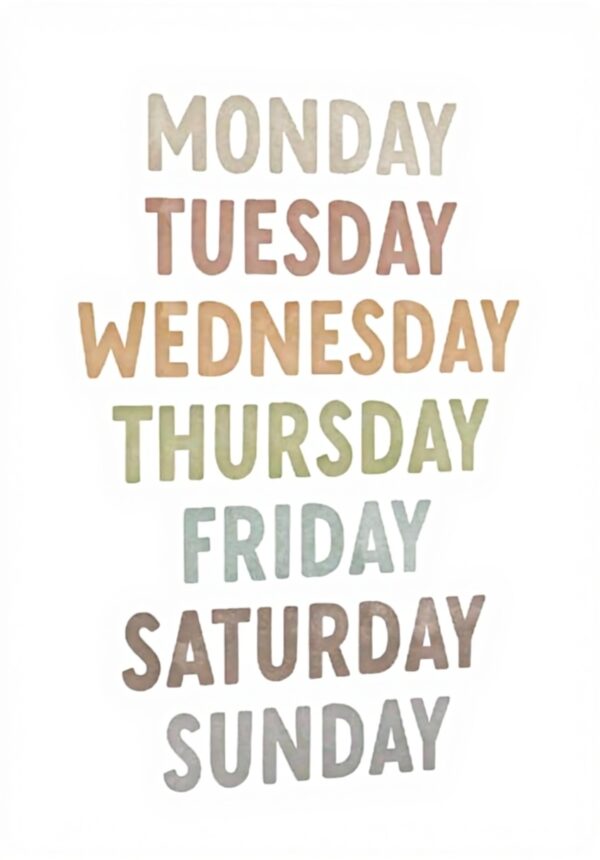 BQUWR Poster su tela Days of the Week decorazione casa