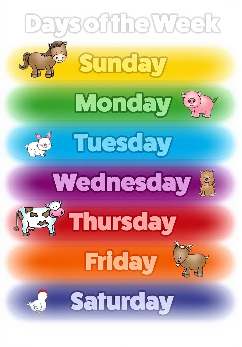 Poster Educativo Giorni Settimana Laminato Decorazione Aula