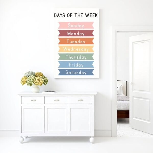 Poster su tela Days of the Week decorazione bambini aule