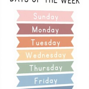 Poster su tela Days of the Week decorazione bambini aule
