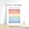 Poster su tela Days of the Week decorazione bambini aule