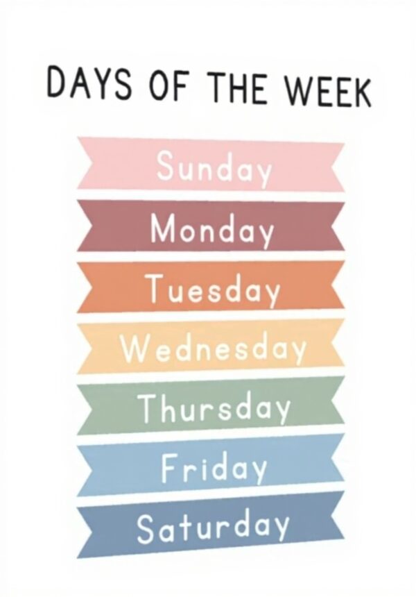 Poster su tela Days of the Week decorazione bambini aule