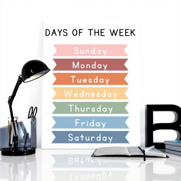 Poster su tela Days of the Week decorazione bambini aule