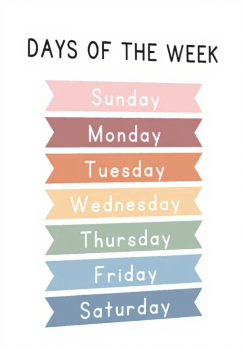 Poster su tela Days of the Week appeso in un'aula scolastica luminosa