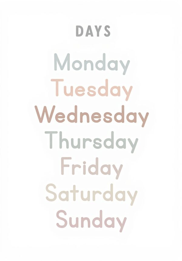 Poster metallo Days of the Week decorazione parete vintage