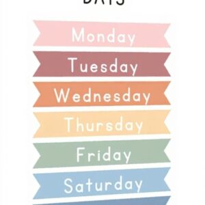 Poster giorni settimana decorazione parete educativo QGVBGF