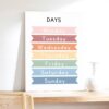 Poster giorni settimana decorazione parete educativo QGVBGF