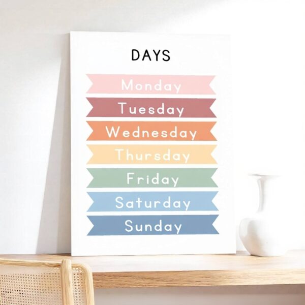 Poster giorni settimana decorazione parete educativo QGVBGF