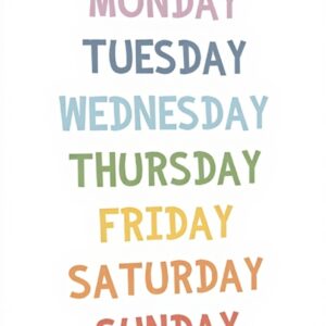 Poster Giorni Settimana Tela Decorazione Parete Casa Bar