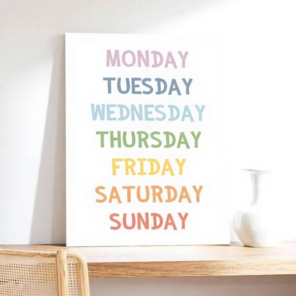 Poster Giorni Settimana Tela Decorazione Parete Casa Bar