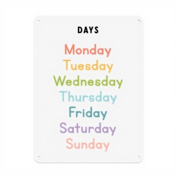 Targa metallo vintage Days of the Week decorazione parete