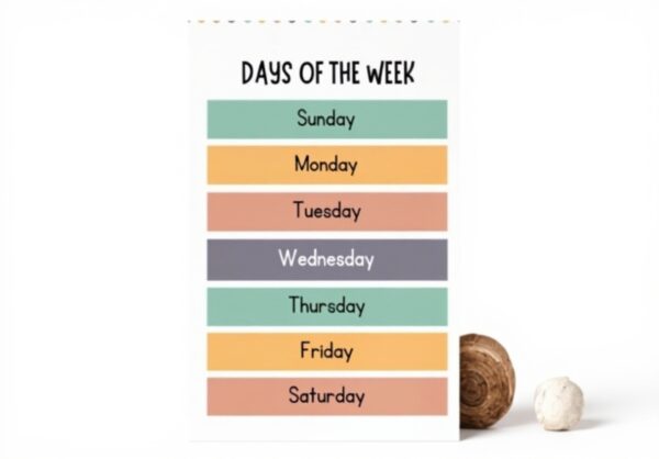 Poster educativo Days of the Week decorazione parete XYSWDD
