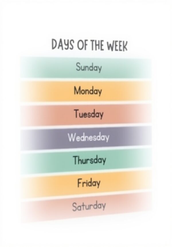 Poster educativo Days of the Week decorazione parete XYSWDD