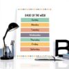 Poster educativo Days of the Week decorazione parete XYSWDD