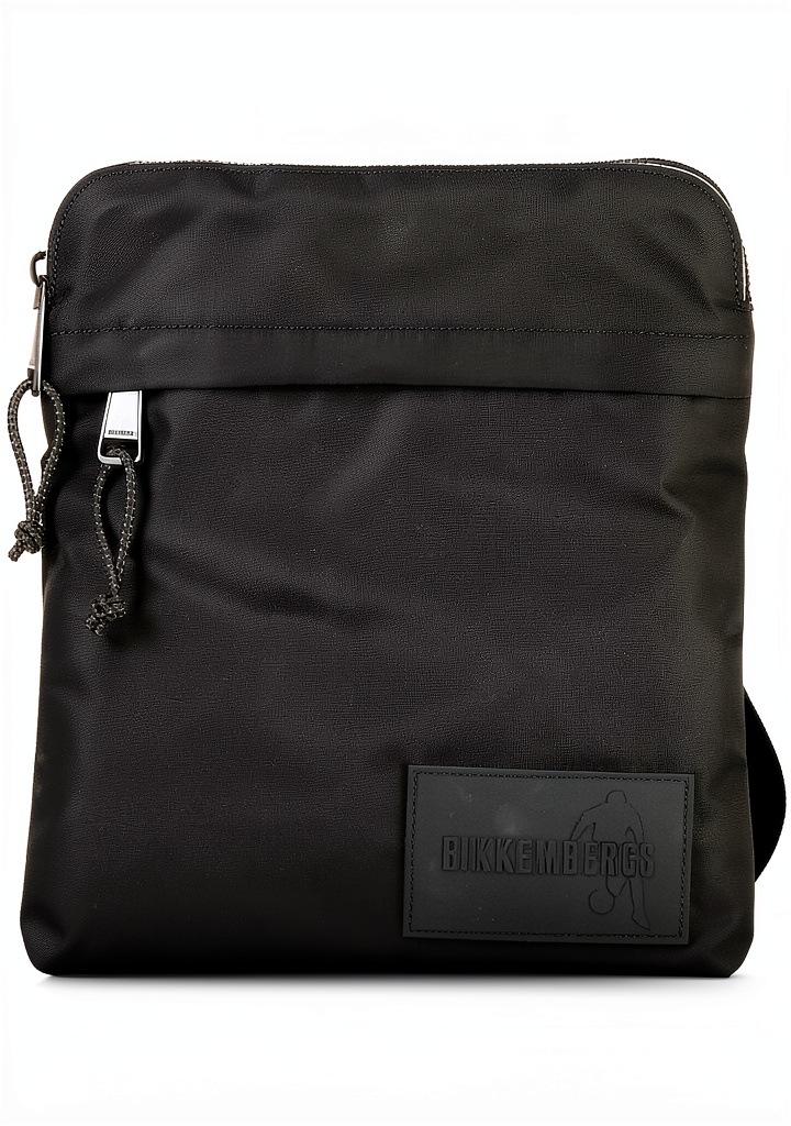 Installing Borsa a tracolla Bikkembergs uomo nylon crossbody bag on a wooden desk