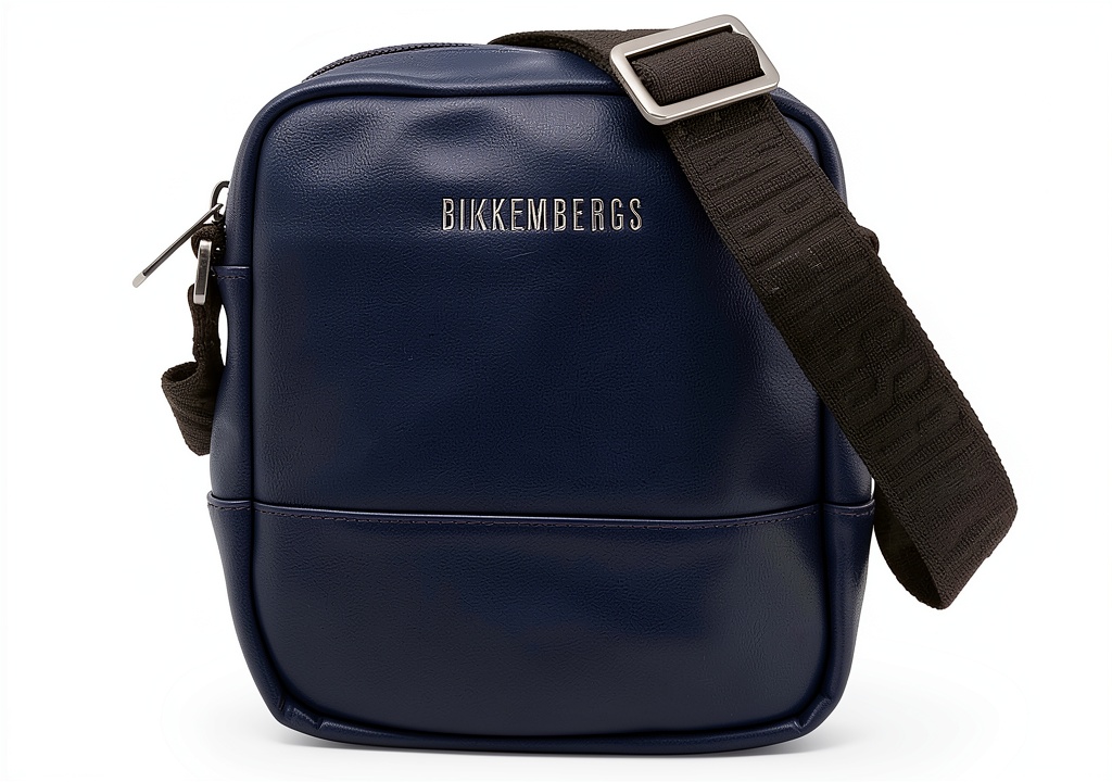 Installing Borsa a spalla Bikkembergs uomo poliuretano blu on a wooden desk