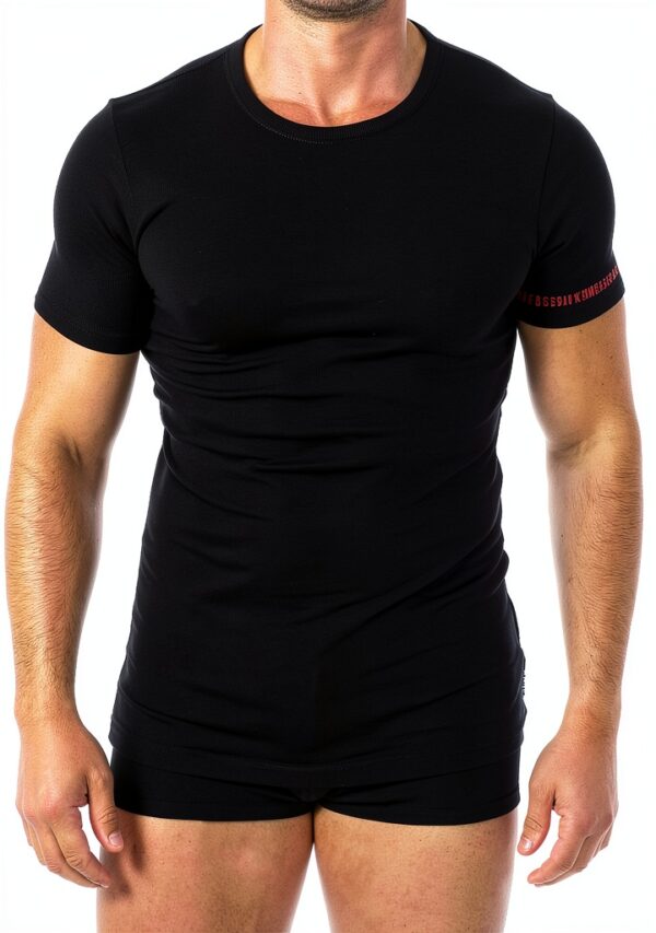 T-shirt Bikkembergs uomo cotone organico logo manica nero
