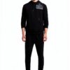 Giacca con cappuccio maxi tasca avanti stampa unisex nero-3