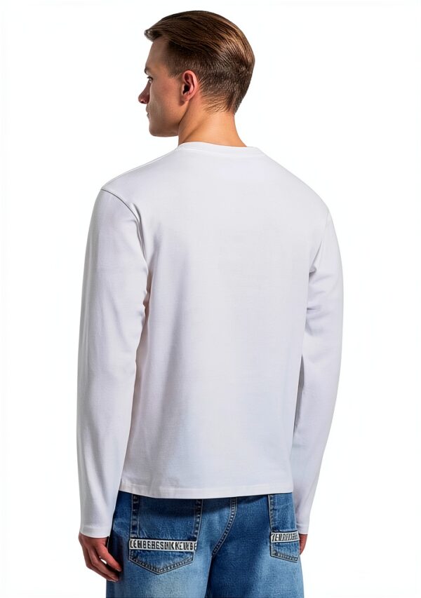 Maglia Logo Girocollo Manica Lunga Uomo Nero Bianco XL S-3
