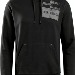 Giacca con cappuccio maxi tasca avanti stampa unisex nero-0