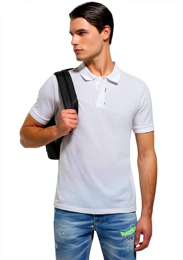 Polo Uomo Bianco Cotone Classico Taglie XS XXL-2