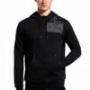 Giacca con cappuccio maxi tasca avanti stampa unisex nero-1