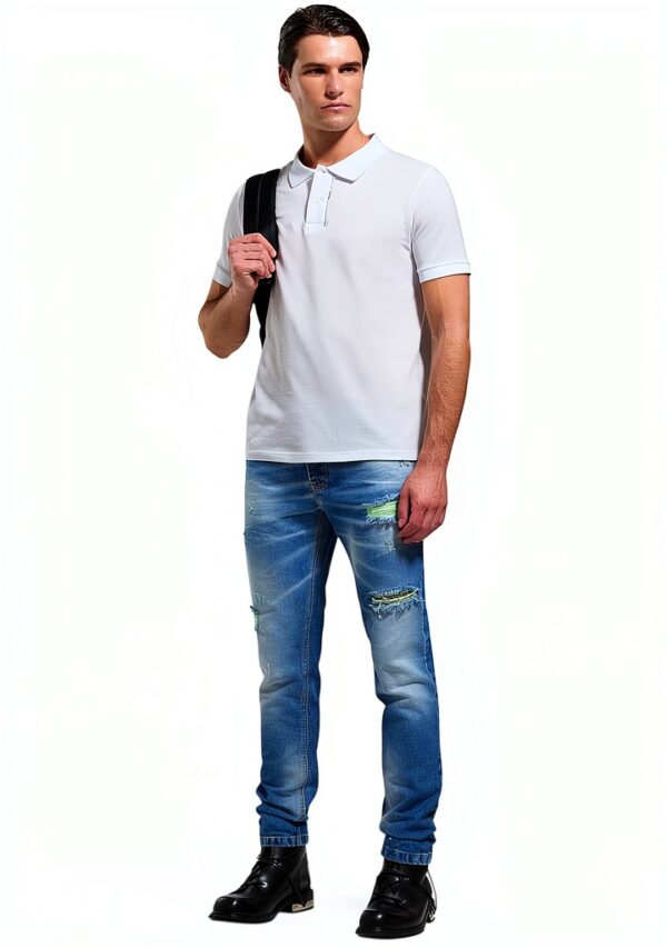 Polo Uomo Bianco Cotone Classico Taglie XS XXL-4