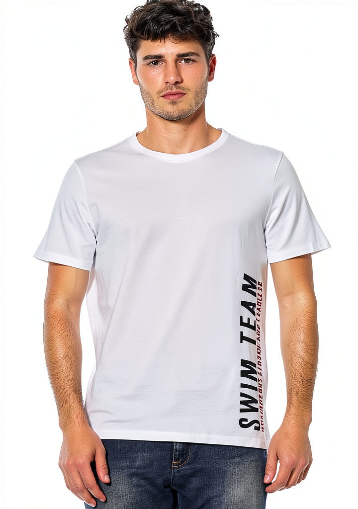 Bikkembergs T-shirt uomo in cotone bianco indossata in un contesto casual