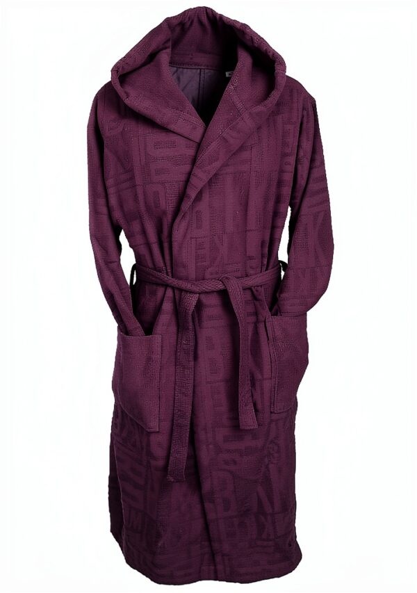 Accappatoio BIKKEMBERGS uomo cotone spugna cappuccio viola-1