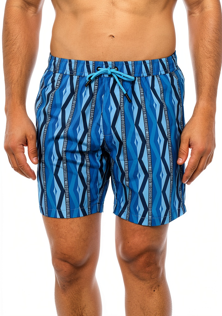 Costume da bagno Bikkembergs uomo blu design moderno indossato su una spiaggia al tramonto