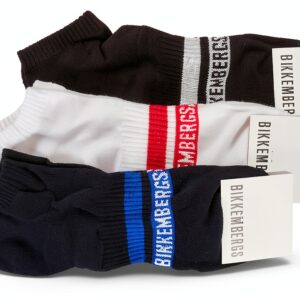 Calzini Bikkembergs Uomo Set 3 Paia Sneakers Bianco Blu Nero-0