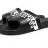 Pantofola Bikkembergs uomo in pelle nera con logo-0