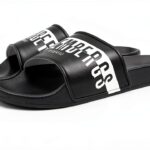 Pantofola Bikkembergs uomo in pelle nera con logo-0