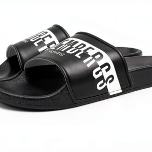 Pantofola Bikkembergs uomo in pelle nera con logo-0