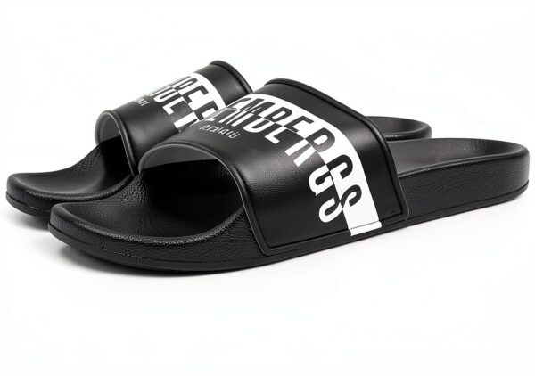 Pantofola Bikkembergs uomo in pelle nera con logo-0