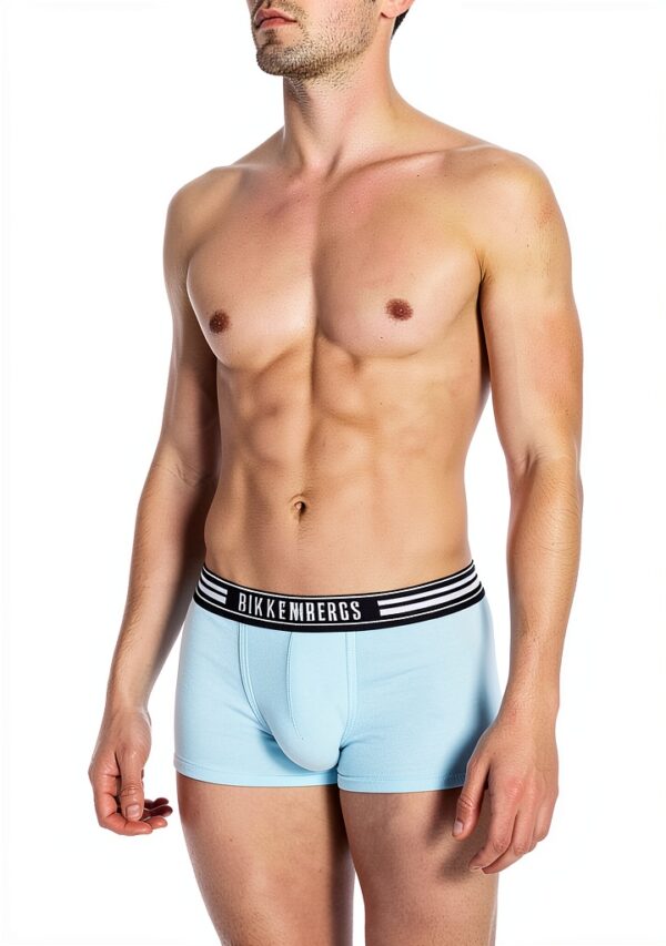 Boxer Bikkembergs Uomo Cotone Elasticizzato Pacco da 2 Turchese/Nero-0