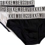 Slip Uomo Bikkembergs Confezione 3 Pezzi Mutande Elastico a Vista Cotone Elasticizzato Underwear Articolo BKK1USP01TR TRIPACK-0