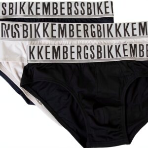 Slip Uomo Bikkembergs Confezione 3 Pezzi Mutande Elastico a Vista Cotone Elasticizzato Underwear Articolo BKK1USP01TR TRIPACK-0