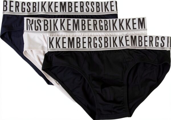 Slip Uomo Bikkembergs Confezione 3 Pezzi Mutande Elastico a Vista Cotone Elasticizzato Underwear Articolo BKK1USP01TR TRIPACK-0