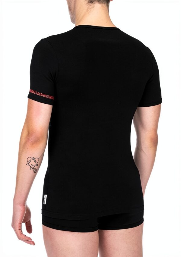 Bikkembergs Pacco da 2 T-Shirt Intima Girocollo con Scritta sulla Manica - Uomo - Cotone Elasticizzato (Nero-Scritta, S)-1