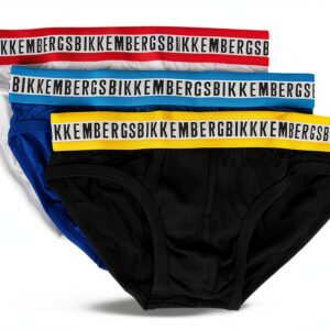 Slip Uomo Bikkembergs Tri-Pack Cotone Elasticizzato Assortito Nero Blu-0